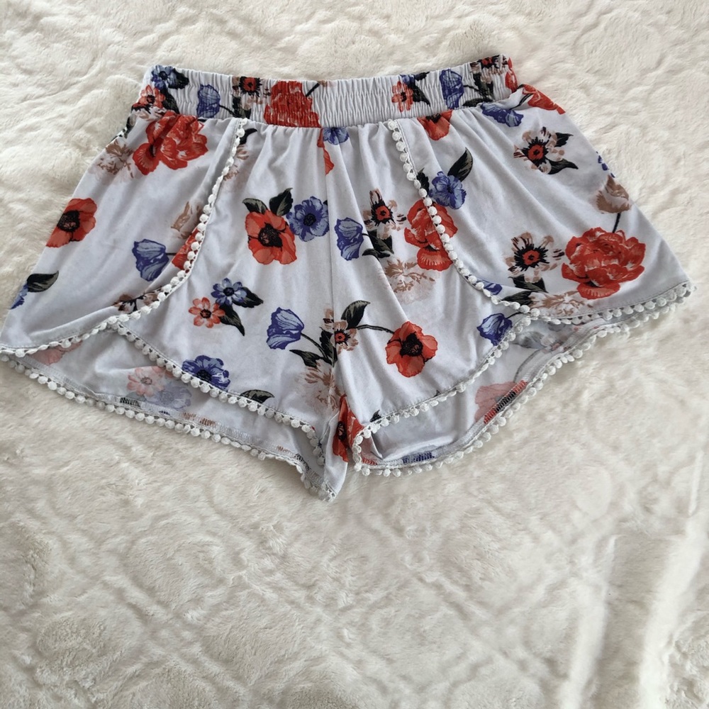 Stella Tweed floral print shorts